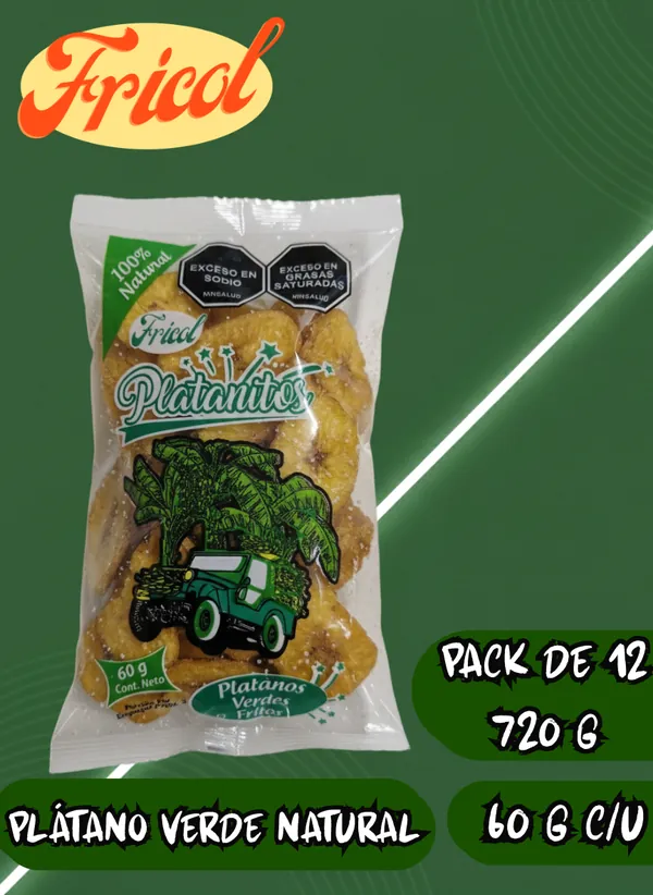 Plátano verde natural, Bolsa de 60 g